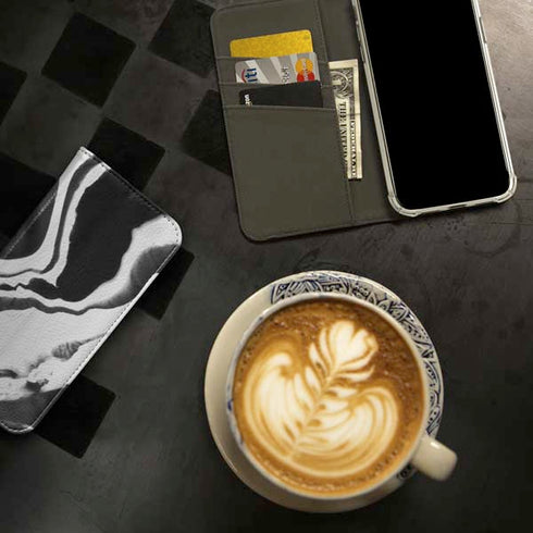 Black Marble Ink iPhone 15 Pro Folio Case
